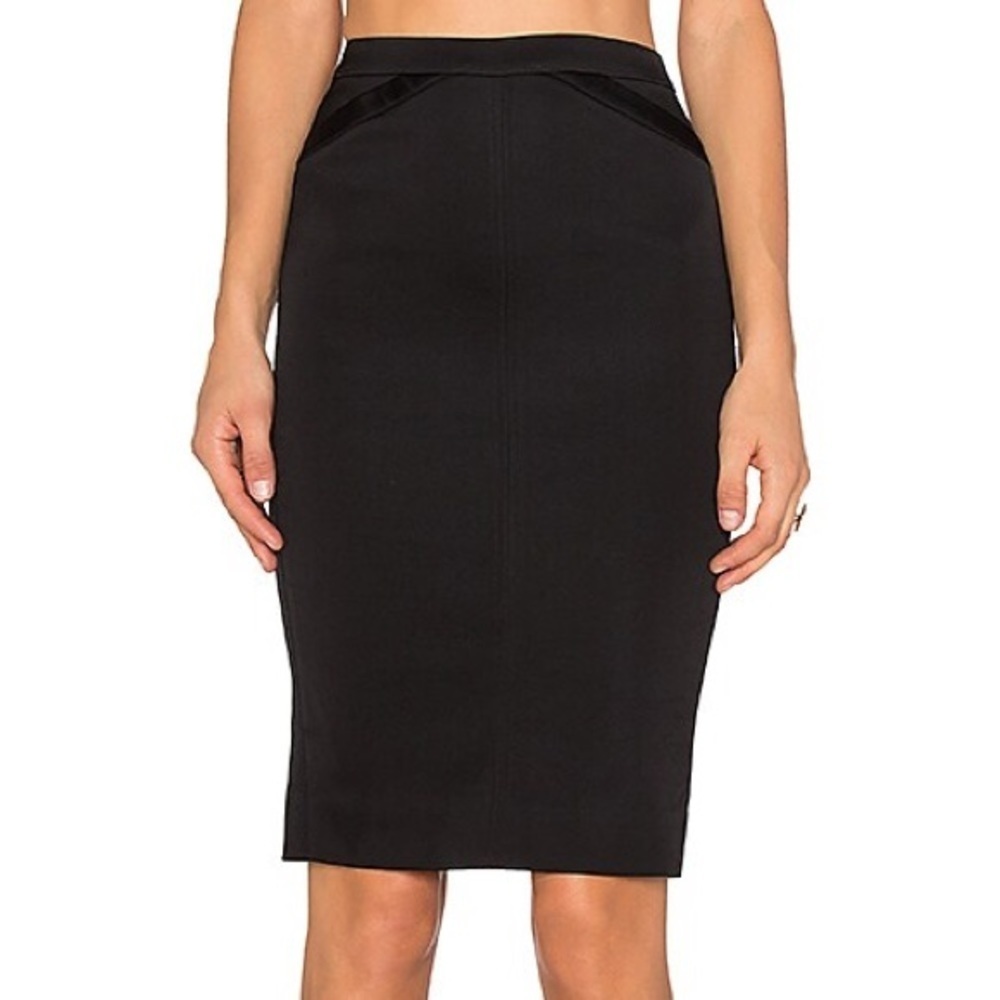 ATM Anthony Thomas Melillo Black Satin Tuxedo Pencil Skirt AW9050 KL EUC Size 0